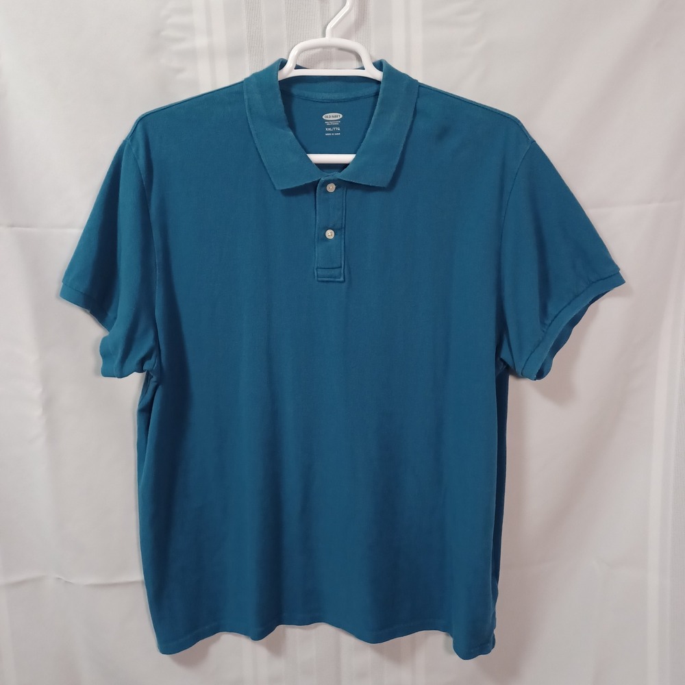Old Navy Polo Shirt‎ Mens XXL Ideal Teal SPR14 Short Sleeve Cotton Pique P15
